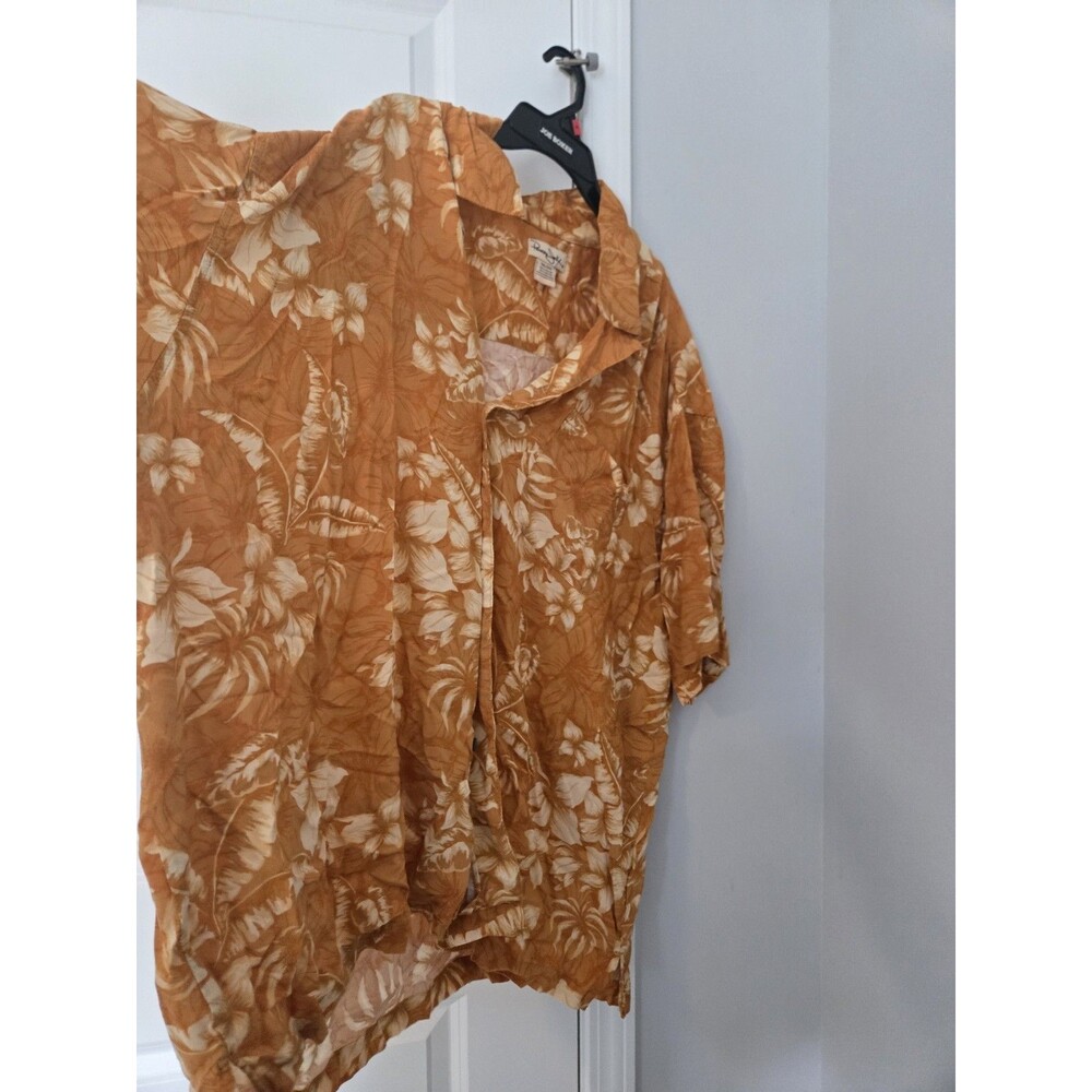Panama Jack Short Sleeve Size 3XL Orange Island Print 100% Rayon